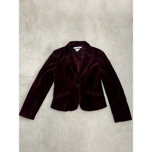 Vintage Tommy Hilfiger Velvet Blazer Suit Jacket Size Medium I Burgundy I